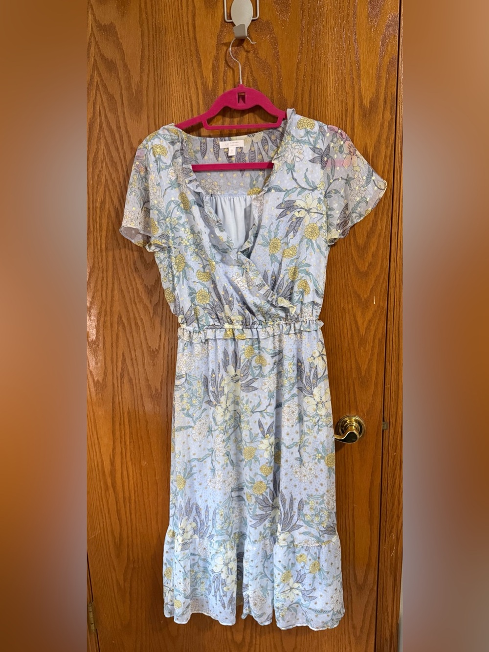 NWOT. LC Lauren Conrad Light Blue Floral Midi Dress